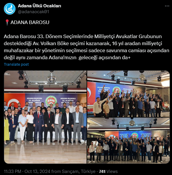 Adana Barosu 33. Genel Kurulu Seçimleri Tamamlandı