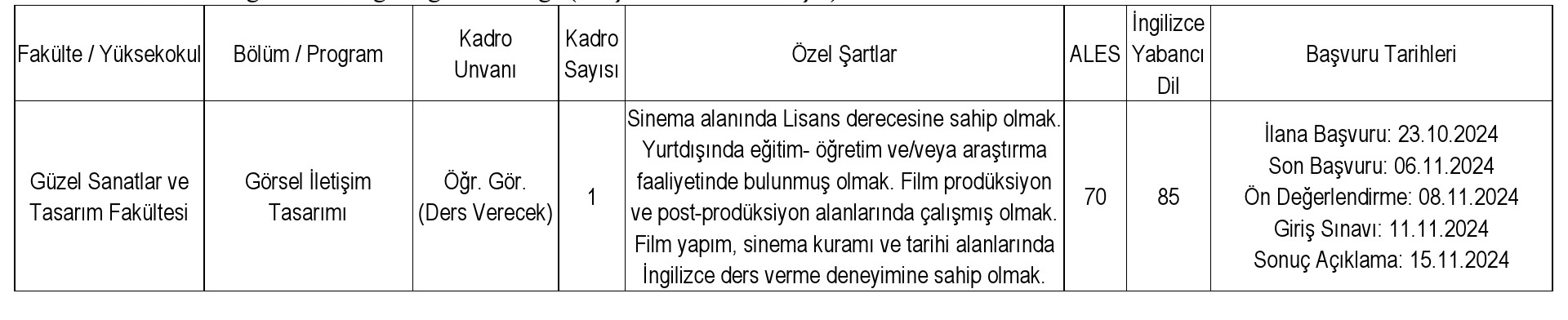 İzmir Ekonomi Üniversitesi Rektörlüğü Duyurusu