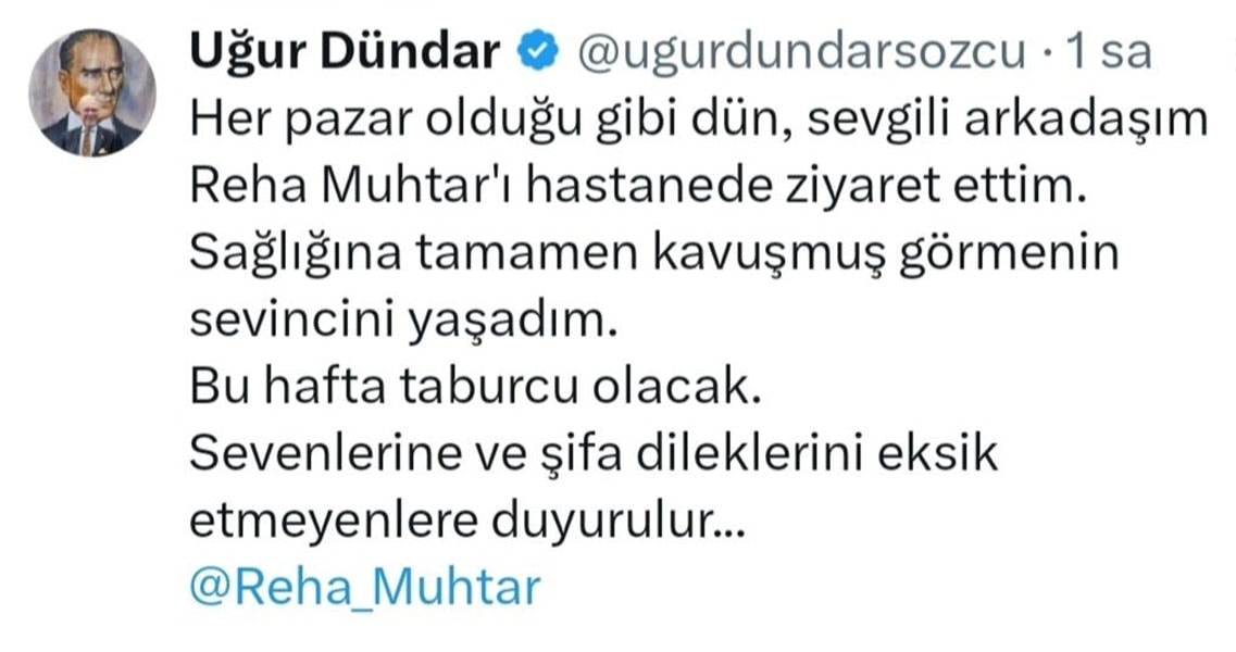 Reha Muhtar'ın Sağlık Durumu Hakkında Gelişmeler