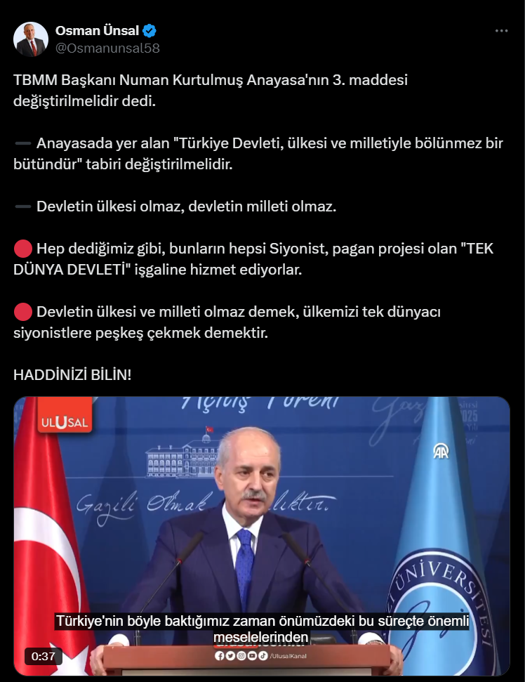 TBMM Başkanı Numan Kurtulmuş'un Anayasa Üzerine Tartışmalı Açıklamaları