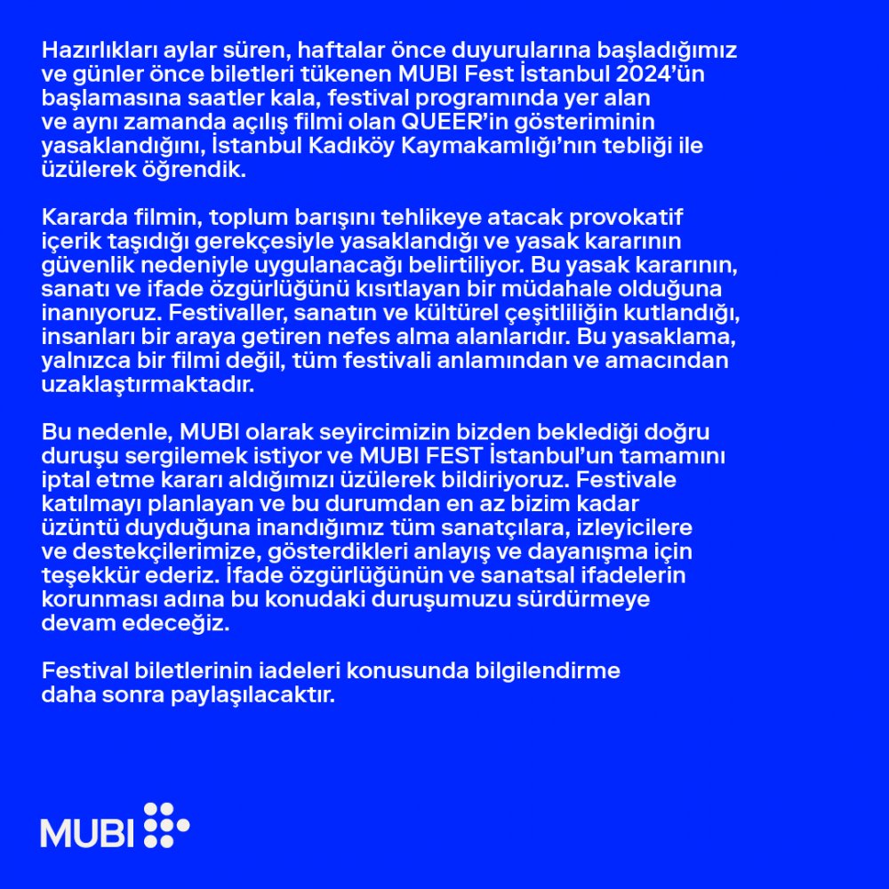 MUBİ Fest'in İptali ve Sanat Camiasından Tepkiler