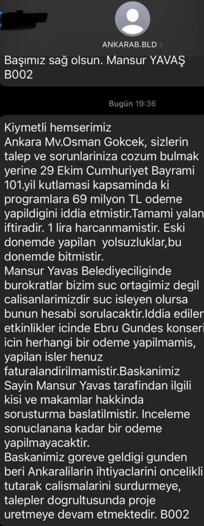 Osman Gökçek'in Ebru Gündeş Konseri Üzerine İddiaları ve Ankara Büyükşehir Belediyesi'nin Yanıtı