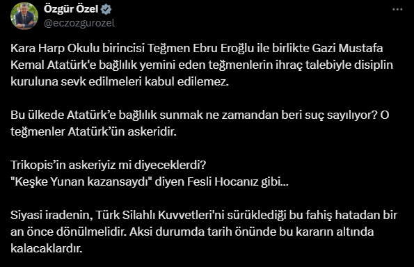 Özgür Özel'den Atatürk'e Bağlılık Yeminine Tepki